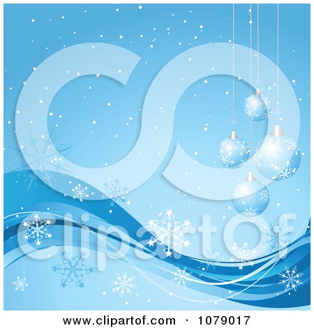 Clipart Blue Christmas Bauble Background With Snowflakes And Copyspace 2 - Royalty Free Vector Illustration by KJ Pargeter