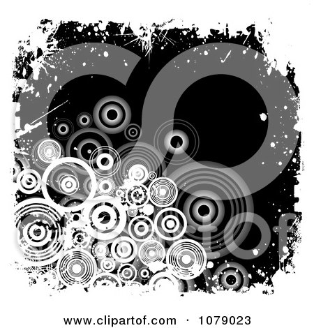 Clipart Black And White Grungy Circle Background - Royalty Free Vector Illustration by KJ Pargeter