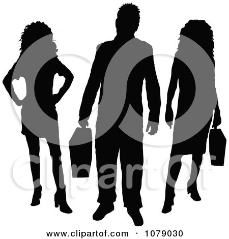 Clipart Silhouetted Businessman And Women - Royalty Free Vector Illustration by KJ Pargeter