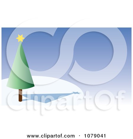 Clipart 3d Conical Christmas Tree Over Blue - Royalty Free Vector Illustration by KJ Pargeter