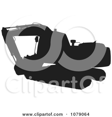 Clipart Black Silhouetted Digger Machine - Royalty Free Vector Illustration by patrimonio