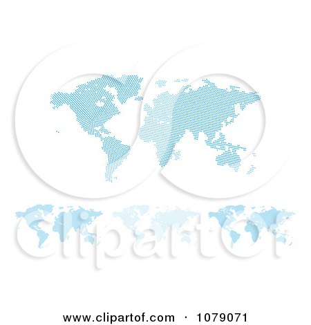 Clipart Blue World Maps Made Of Halftone Dots - Royalty Free Vector Illustration  by MilsiArt