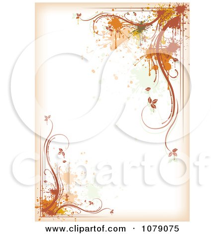Clipart Grungy Off White Autumn Background With Splatters And Vines - Royalty Free Vector Illustration  by MilsiArt