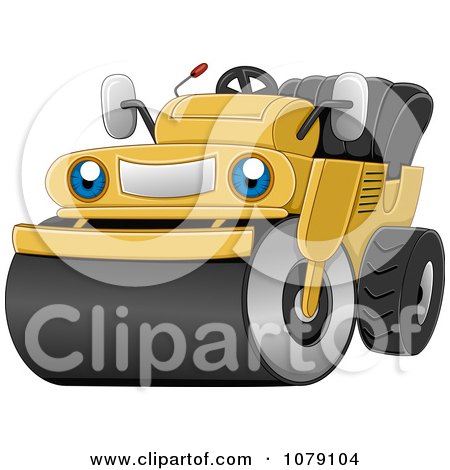Clipart Happy Road Roller Machine - Royalty Free Vector Illustration by BNP Design Studio