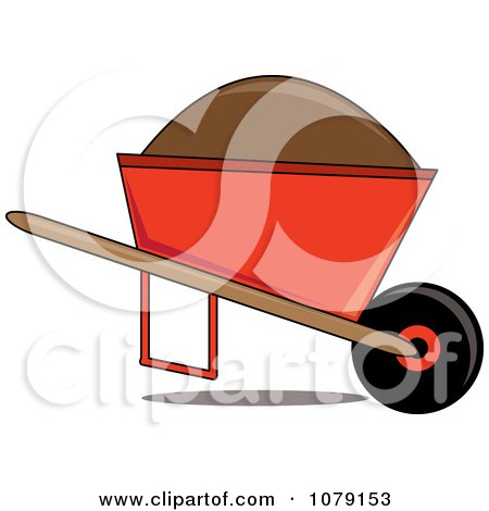 Clip Art Illustration of a Cartoon Wheelbarrow Filled with Dirt by Pams Clipart