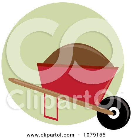 Clipart Mound Of Dirt In A Red Wheelbarrow - Royalty Free Vector Illustration by Pams Clipart