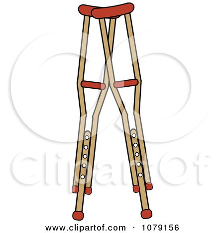 Clipart Pair Of Wooden Medical Crutches - Royalty Free Vector Illustration by Pams Clipart