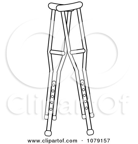 Clipart Pair Of Outlined Medical Crutches - Royalty Free Vector Illustration by Pams Clipart