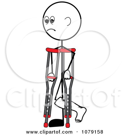 Clipart Stick Person Using Crutches - Royalty Free Vector Illustration by Pams Clipart