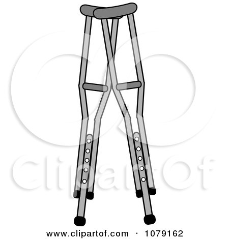 Clipart Pair Of Metal Medical Crutches - Royalty Free Vector Illustration by Pams Clipart