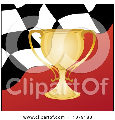 Clipart Gold Trophy Cup And Checkered Flag - Royalty Free Vector Illustration by Pams Clipart