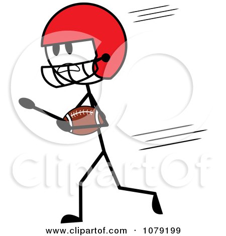 Clipart Stick Man American Football Player Running - Royalty Free Vector Illustration by Pams Clipart