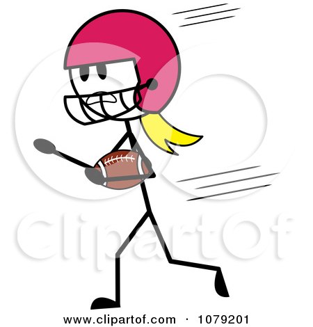 Clipart Stick Woman American Football Player Running - Royalty Free Vector Illustration by Pams Clipart