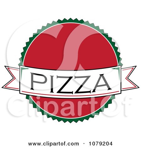 Clipart Pizza Banner Over A Red Circle Logo - Royalty Free Vector Illustration by Pams Clipart