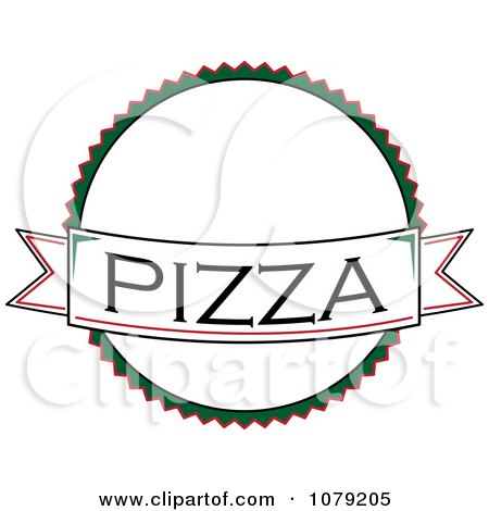 Clipart Pizza Banner Over A White Circle Logo - Royalty Free Vector Illustration by Pams Clipart