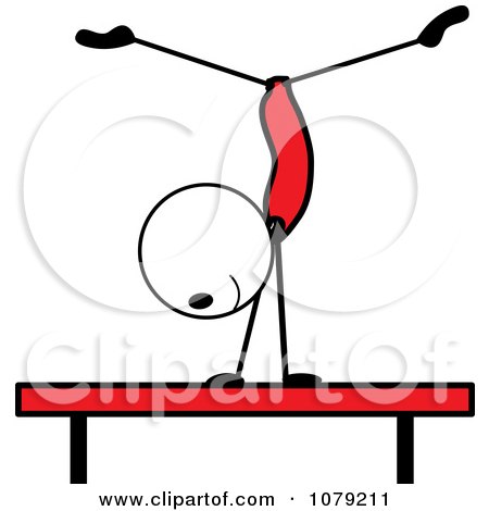 Clipart Stick Person Gymnast On The Balance Beam - Royalty Free Vector Illustration by Pams Clipart