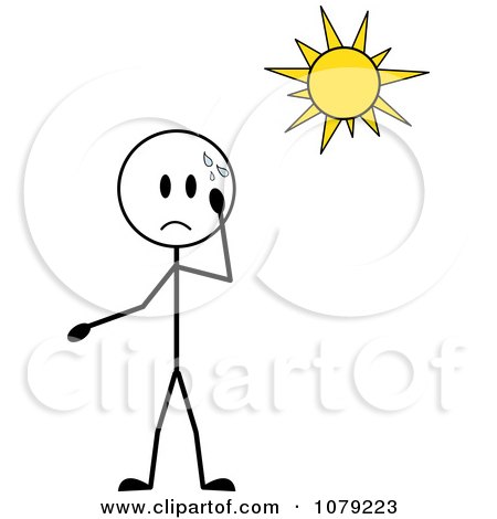 Clipart Stick Boy Sweating In The Sun - Royalty Free Vector Illustration by Pams Clipart