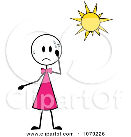 Clipart Stick Girl Sweating In The Sun - Royalty Free Vector Illustration by Pams Clipart