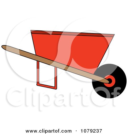 Clipart Orange Wheelbarrow - Royalty Free Vector Illustration by Pams Clipart