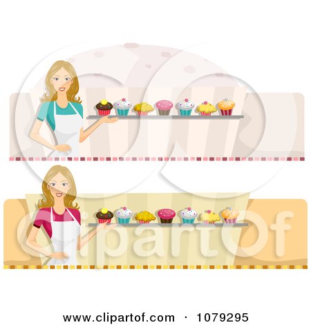 Clipart Set Of Female Cupcake Baker Website Banners - Royalty Free Vector Illustration by BNP Design Studio