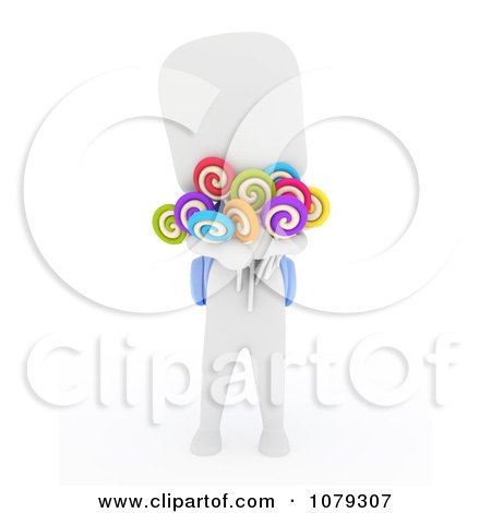 Clipart 3d Ivory School Boy Holding Loli Pops - Royalty Free CGI Illustration by BNP Design Studio