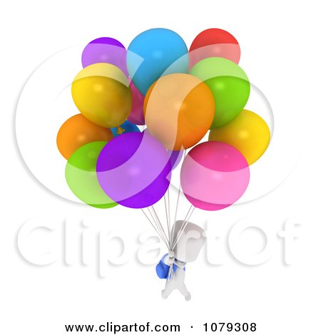 Clipart 3d Ivory School Boy Holding Balloons - Royalty Free CGI Illustration by BNP Design Studio