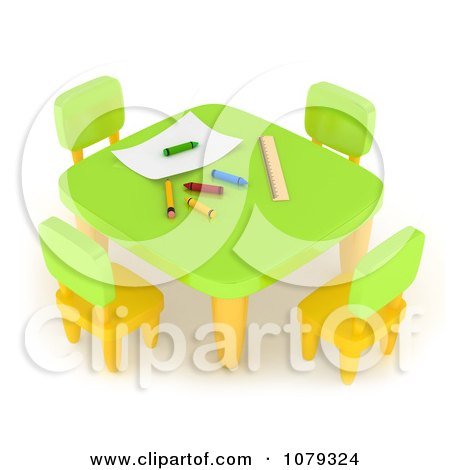 Clipart 3d School Table In An Art Class - Royalty Free CGI Illustration by BNP Design Studio
