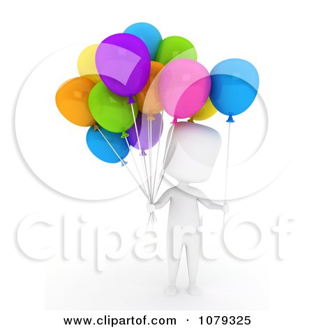 Clipart 3d Ivory Balloon Vendor Man - Royalty Free CGI Illustration by BNP Design Studio