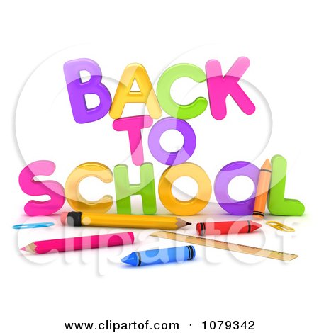 Clipart 3d BACK TO SCHOOL With Pencils And Crayons - Royalty Free CGI Illustration by BNP Design Studio