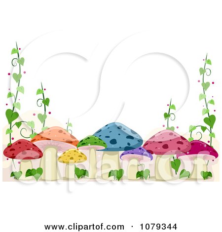 Clipart Colorful Mushroom And Vine Border - Royalty Free Vector Illustration by BNP Design Studio