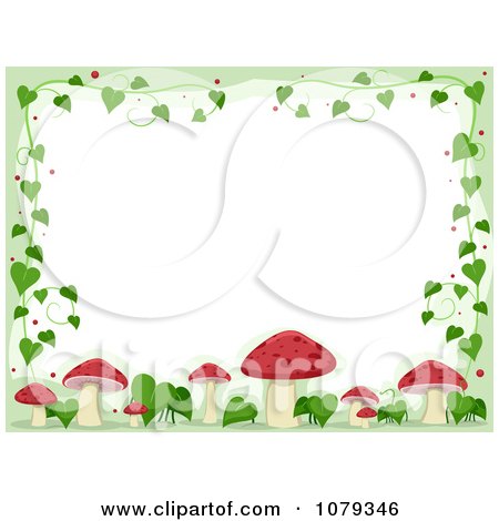 Clipart Red Mushroom And Vine Border - Royalty Free Vector Illustration by BNP Design Studio