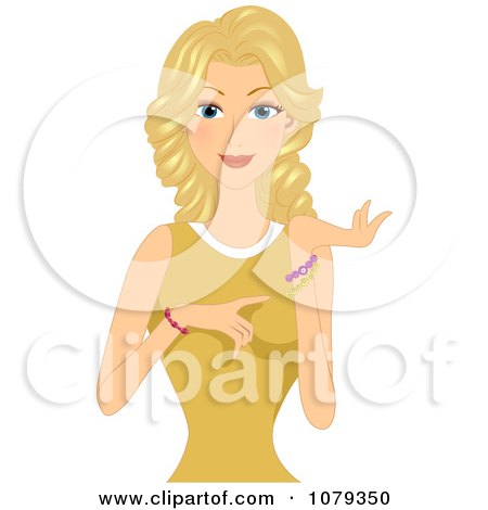 Clipart Blond Woman Showing Her Beaded Bracelet - Royalty Free Vector Illustration by BNP Design Studio