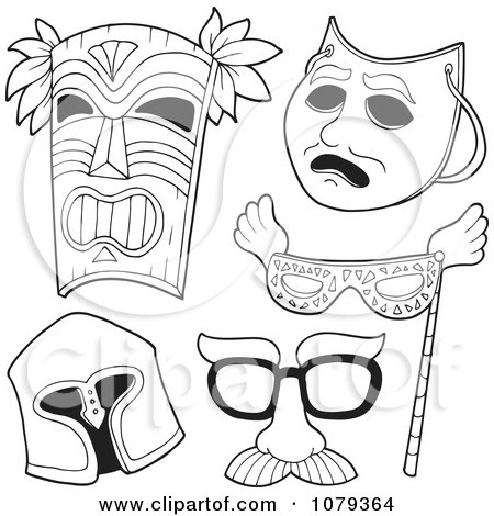 Clipart Outlined Masks - Royalty Free Vector Illustration by visekart