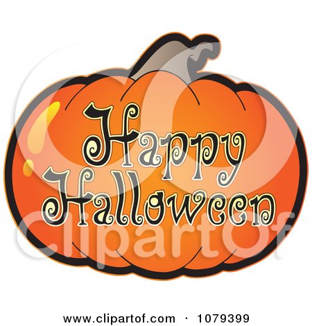 Clipart Pumpkin Happy Halloween Greeting - Royalty Free Vector Illustration by visekart