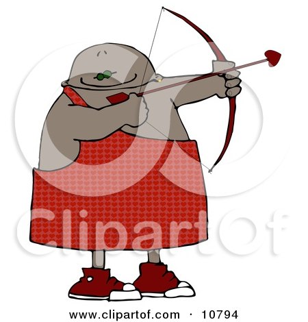 Black Cupid Aiming a Bow and Arrow on Valentines Day Clipart Illustration by djart