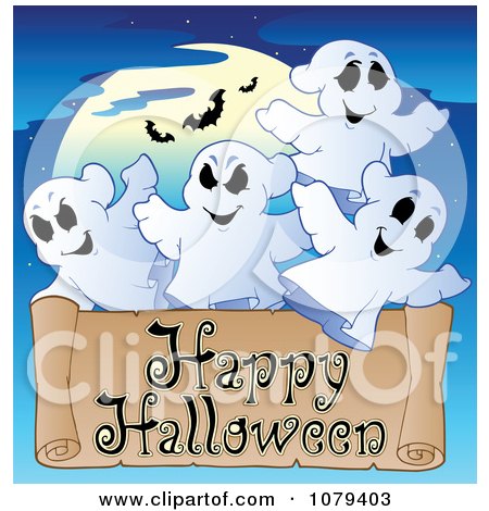 Clipart Ghost Happy Halloween Greeting - Royalty Free Vector Illustration by visekart