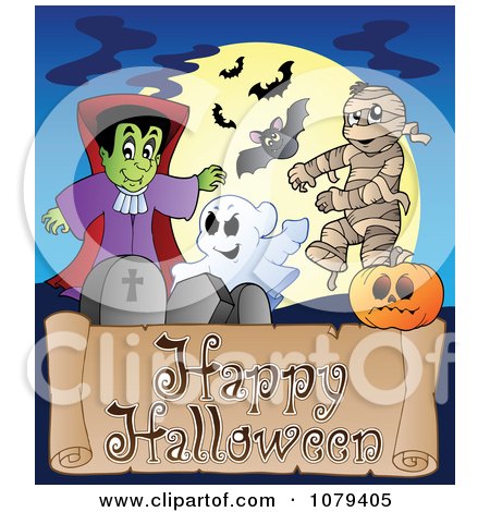 Clipart Happy Halloween Greeting - Royalty Free Vector Illustration by visekart