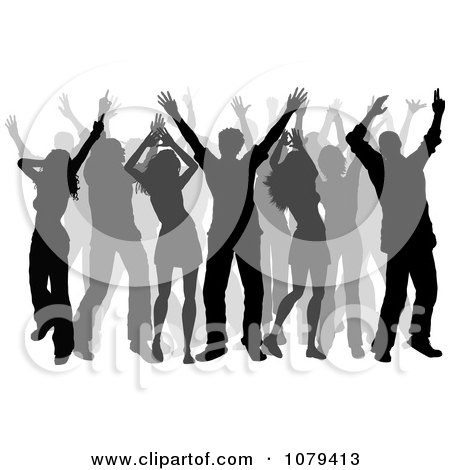 Clipart Gray And Black Silhouetted Dancers - Royalty Free Vector Illustration by KJ Pargeter
