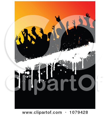 Clipart Silhouetted Dancers On Black Orange And White - Royalty Free Vector Illustration by KJ Pargeter