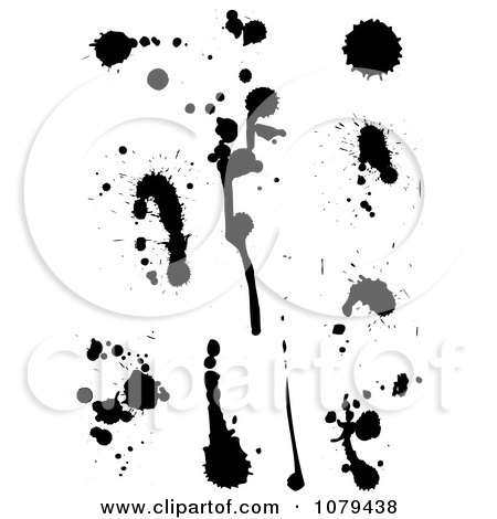 Clipart Set Of Black Ink Splatters - Royalty Free Vector Illustration by KJ Pargeter