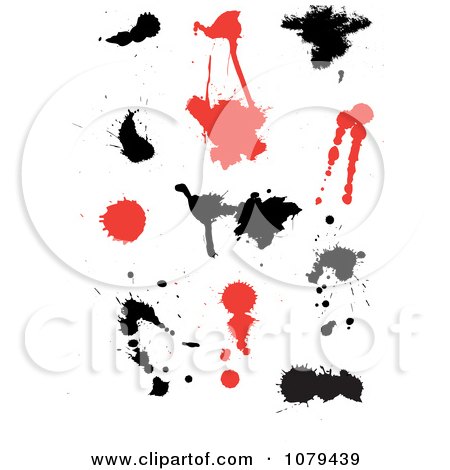 Clipart Set Of Red And Black Ink Splatters - Royalty Free Vector Illustration by KJ Pargeter