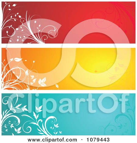 Clipart Red Orange And Blue Floral Website Banners - Royalty Free Vector Illustration by KJ Pargeter