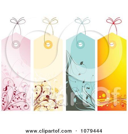 Clipart Four Colorful Floral Label Tags - Royalty Free Vector Illustration by KJ Pargeter
