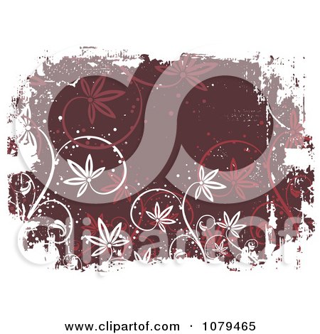 Clipart Maroon Floral Grunge Background With White Edges - Royalty Free Vector Illustration by KJ Pargeter