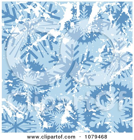 Clipart Grungy Blue Christmas Snowflake Winter Background 3 - Royalty Free Vector Illustration by KJ Pargeter