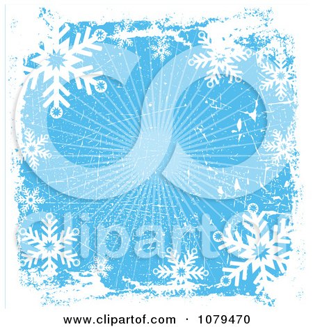Clipart Grungy Blue Christmas Snowflake Winter Background 4 - Royalty Free Vector Illustration by KJ Pargeter