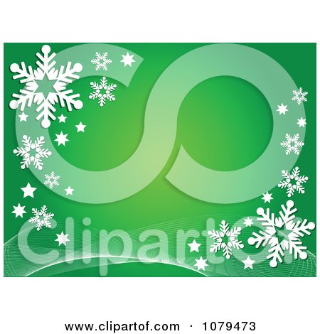 Clipart Green Christmas Snowflake Winter Background - Royalty Free Vector Illustration by KJ Pargeter