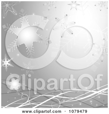 Clipart Silver Christmas Snowflake Winter Background - Royalty Free Vector Illustration by KJ Pargeter