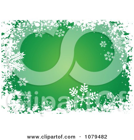 Clipart Grungy Green Christmas Snowflake Winter Background - Royalty Free Vector Illustration by KJ Pargeter