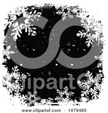 Clipart Grungy Black And White Christmas Snowflake Winter Background - Royalty Free Vector Illustration by KJ Pargeter